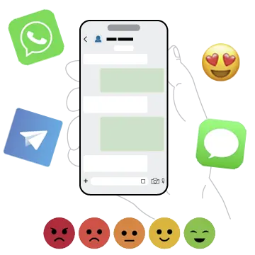 Smartphone mit Symbolen für Sofortnachrichten