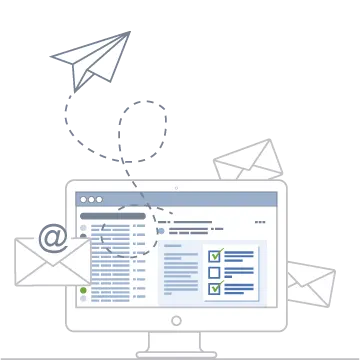 Bildschirm mit Online-Umfrage per E-Mail erhalten